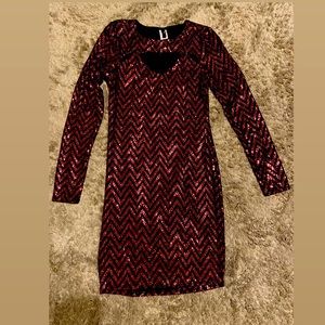 red fitted dress size L